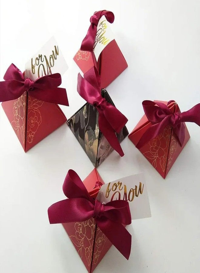 VRB Dec 10 Pcs Small Colorful Folding Gift Boxes for Packaging/Gift Boxes for Gifting,hamper boxes for gift empty,gift hamper box for gifting,return Gifting,Chocolates, Dry Fruits, Wedding & Pooja Gifts (10 Pcs REd Triangle Love) - Image 4
